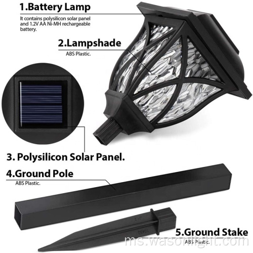 Wason 2/6 Pack LED Auto Auto On/Off Solar Powered Pathway Stake Garden Light untuk Landskap Patio Yard dan Walkway